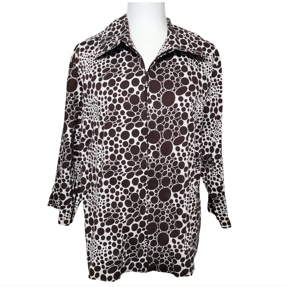 Cato Brown and White Zip Up Jacket Size 18/20W